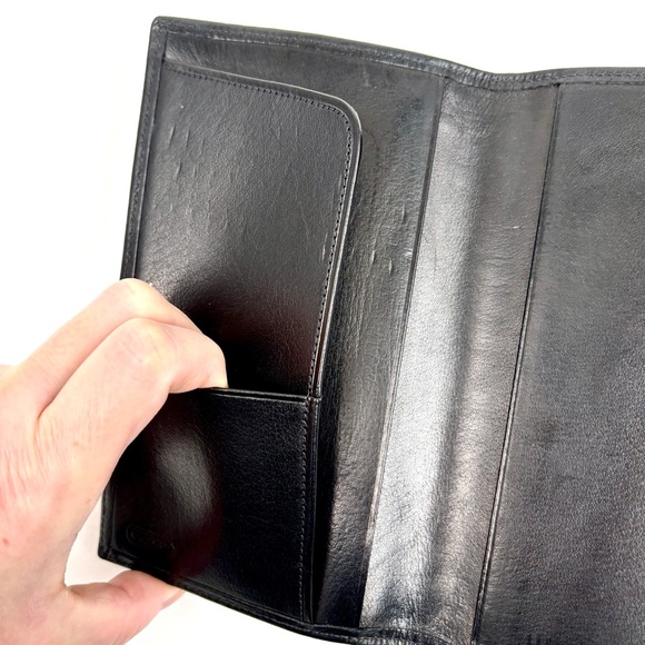 COACH Vintage Slim Black Leather Bifold Checkbook Card Wallet - Picture 7 of 14